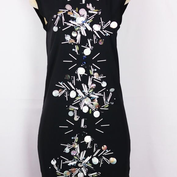 TANYA TAYLOR BLACK EMBELLISHED SLEEVELESS TUNIC 0 - Picture 6 of 6